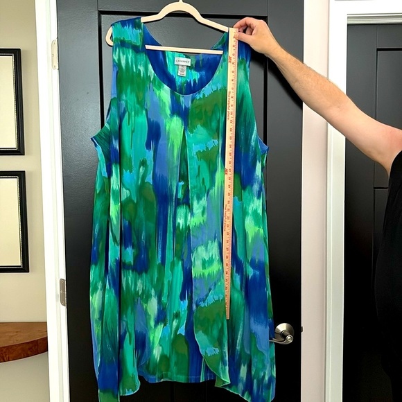 Catherine’s Colorful Sleeveless Dress w/Sheer Overlay & Abstract Design. Size 5X - Picture 3 of 11
